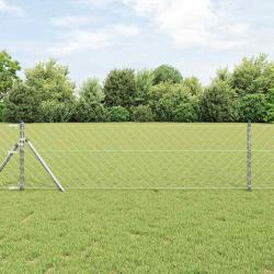 Jeu de Poteaux de Clôture Argent 0.6 x 25 m Acier galvanisé