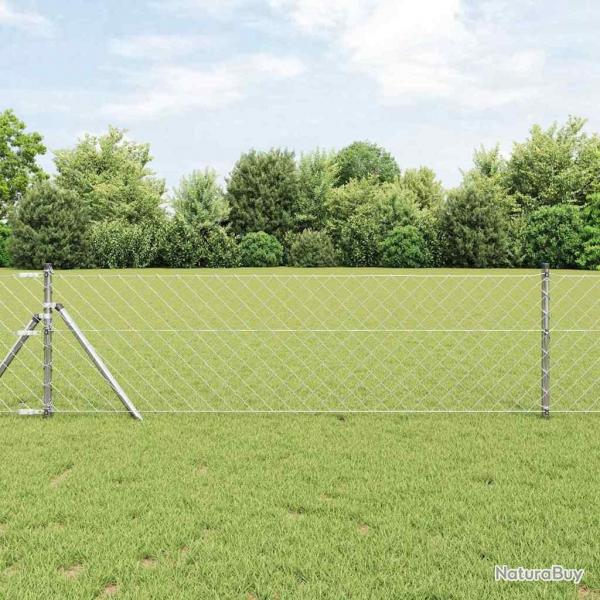 Jeu de Poteaux de Clture Argent 0.6 x 25 m Acier galvanis