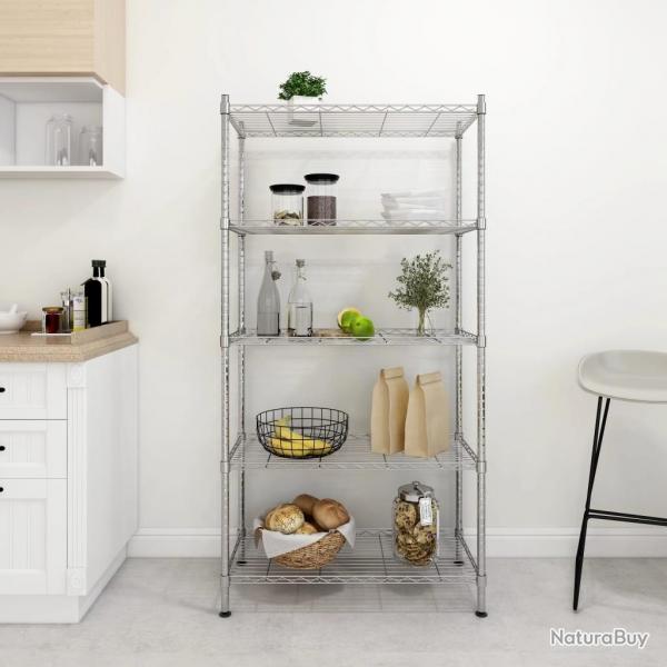 tagre de rangement 5 niveaux 90x35x180 cm Chrome 250 kg