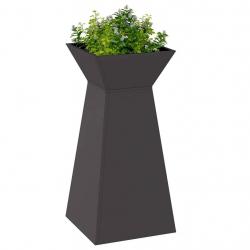 Pots de jardin , 2 pièces avec bol noir, dimensions 35x35x73 cm, en acier.