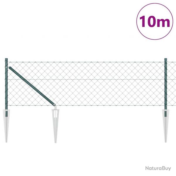 Jeu de Poteaux de Clture Vert 0.6 x 10 m Acier galvanis