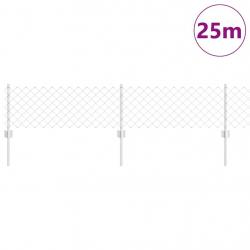 Clôture en Maillon de Chaîne avec 22 U Posts Argent 0.4x25 m Acier
