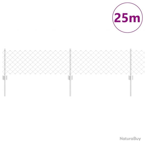 Clture en Maillon de Chane avec 22 U Posts Argent 0.4x25 m Acier