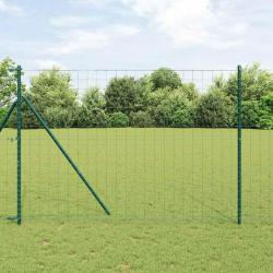 Clôture Euro avec 7 poteaux 1,5x10 m en acier vert