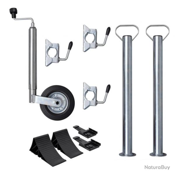 Roue jockey 48 mm avec 2 tubes de support et 3 pinces divises