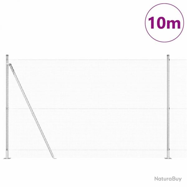 Clture en Fil Soud avec 7 Poteaux Flottants 1.4x10 m Acier Galvanis