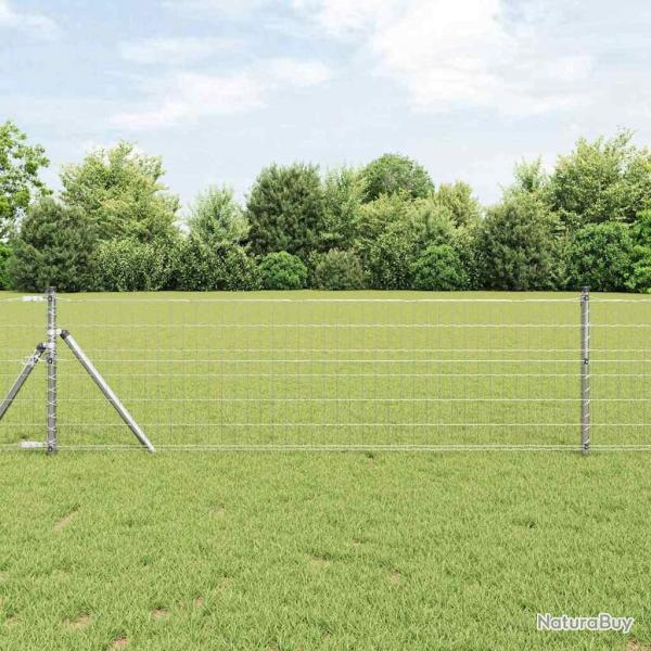 Clture Euro avec 13 poteaux de 0,4x25 m en acier galvanis