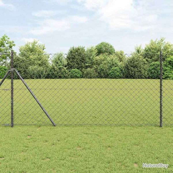 Jeu de Poteaux de Clture Gris 1.2 x 10 m Acier galvanis