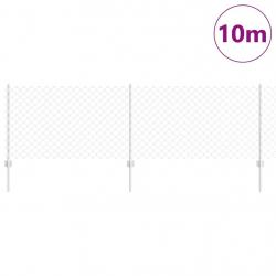 Clôture en Mailles avec 10 Poteaux en U Argent 0.8x10 m Acier