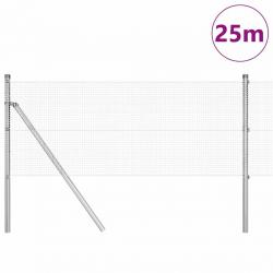 Clôture en fil soudé avec 13 poteaux 0.6x25 m Acier galvanisé