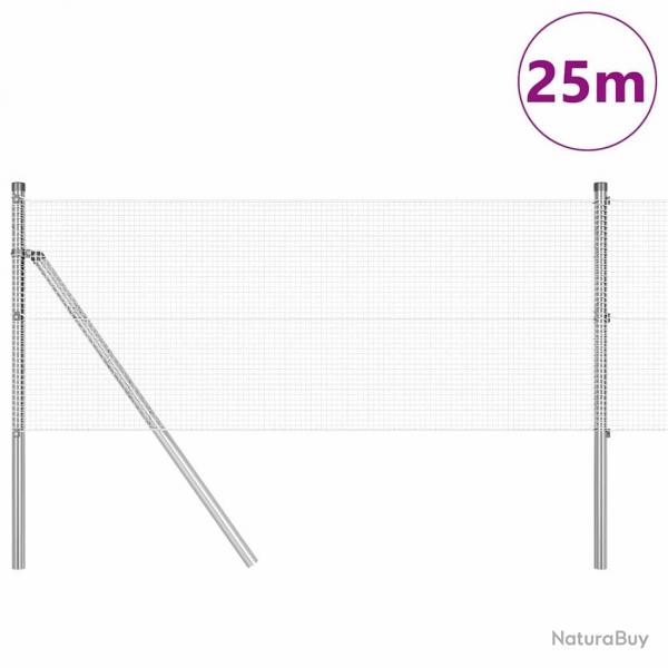 Clture en fil soud avec 13 poteaux 0.6x25 m Acier galvanis