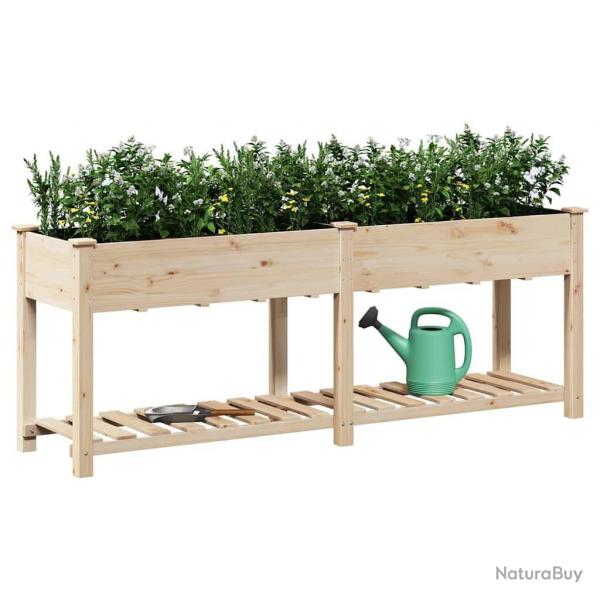 Jardinire avec tagre 203x53x76 cm en bois massif de sapin
