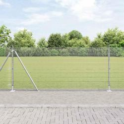 Clôture en fil soudé avec 13 poteaux flangés 0.8x25 m en acier galvanisé