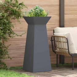 Jardinière sur pilier avec bol anthracite, dimensions 40x40x100 cm en acier.