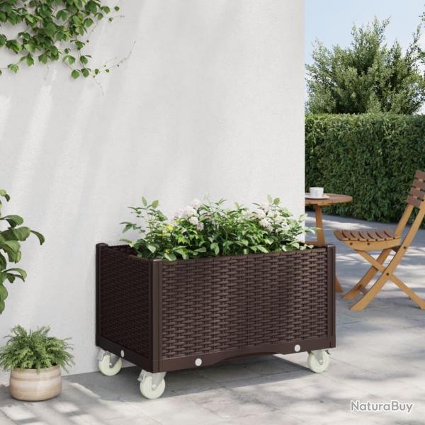 Jardinire  roulettes marron 80x50x54 cm PP