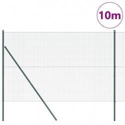 Clôture en fil soudé avec 7 poteaux Vert 1,5x10 m Acier