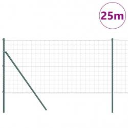 Clôture Euro avec 13 poteaux de 1x25 m en acier galvanisé vert.