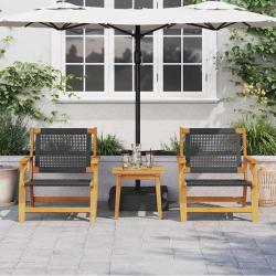 Chaises de jardin 2 pcs noires 76x67x73.5 cm en bois massif d'acacia