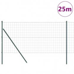 Clôture Euro avec 13 poteaux de 1 x 25 m en acier galvanisé vert