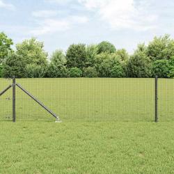 Clôture en fil soudé avec 13 piquets gris 0.4x25 m en acier