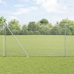 Clôture en Fil Soudé avec 7 Piquets 1.5x10 m Acier Galvanisé