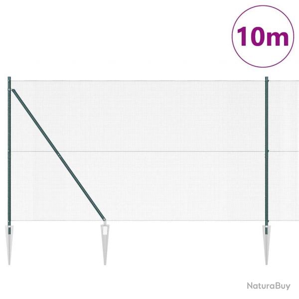 Clture en fil soud avec 7 poteaux  pointe verte 1.6x10 m en acier