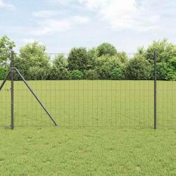 Clôture Euro avec 7 poteaux 1,4 x 10 m en acier galvanisé gris