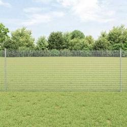 Clôture en fil soudé avec 11 poteaux U Argent 0.8x25 m Acier