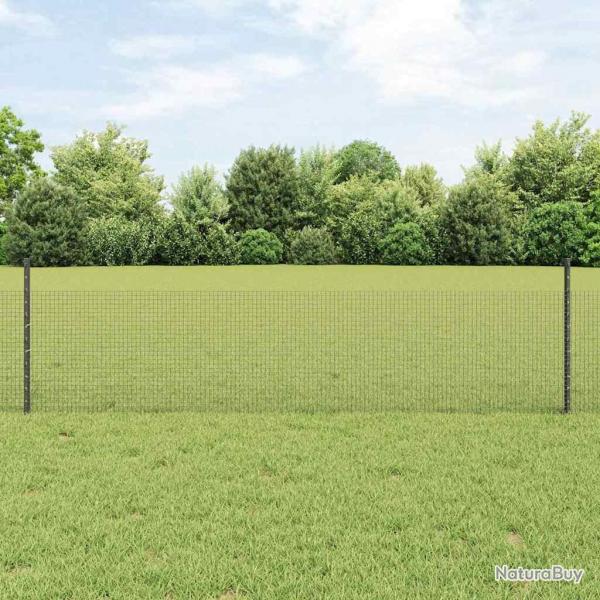 Clture en fil d'acier soud avec 22 poteaux U gris 0,5x50 m acier