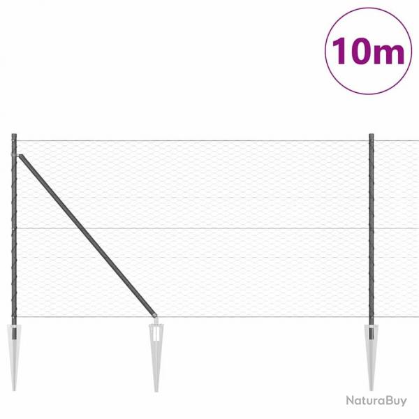 Clture Hexagonale Grise 1x10 m Acier