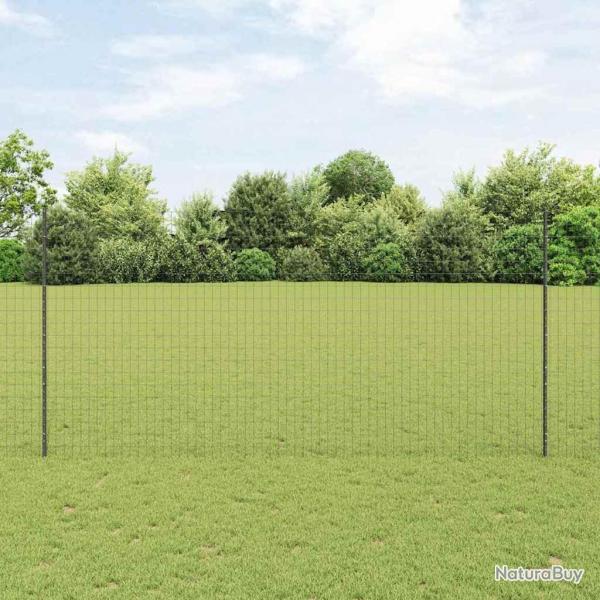 Clture Euro avec 10 poteaux Grise 1,6x10 m Acier