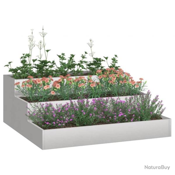 Jardinire jardin 3 niveaux 90x90x35 cm acier inoxydable