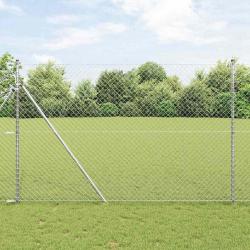 Jeu de Poteaux de Clôture Argent 1.6 x 10 m Acier galvanisé