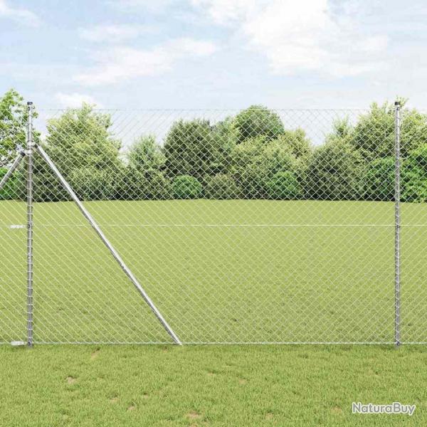 Jeu de Poteaux de Clture Argent 1.6 x 10 m Acier galvanis