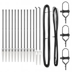 Ensemble de poteaux de clôture 13 pcs Gris Ø32mm 160 cm Métal
