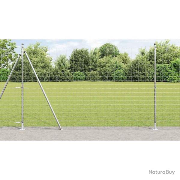 Clture Euro avec 7 poteaux  bride 1,4 x 10 m en acier galvanis