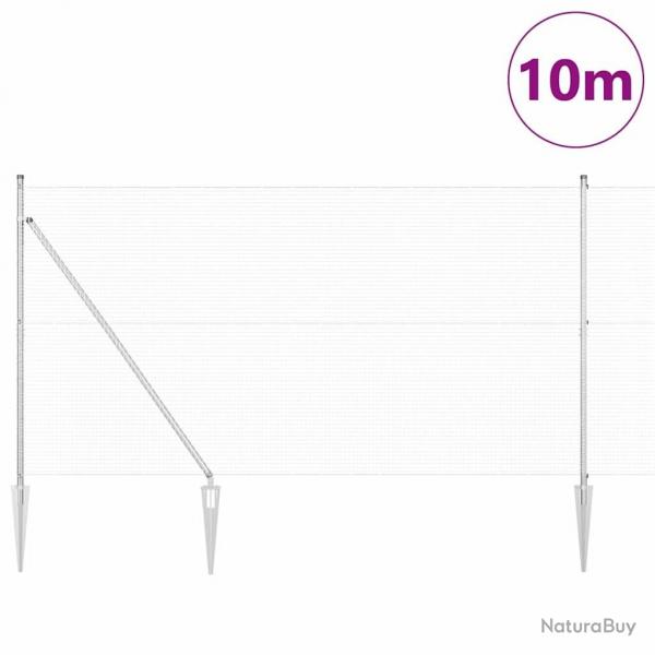 Set de poteaux de clture 2 pices Acier galvanis 10 x 1,5 m