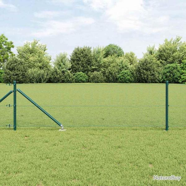Clture en Fil Soud avec 13 Piquets Vert 0.4x25 m Acier