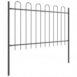 Clôture de jardin avec sommet en arc gris, 3,4 x 0,8 m, en acier