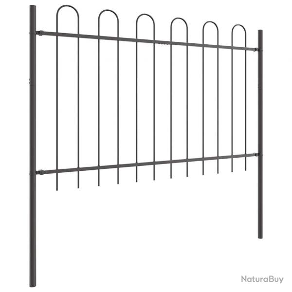 Clture de jardin avec sommet en arc gris, 3,4 x 0,8 m, en acier