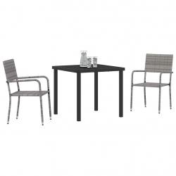 Ensemble de jardin 3 pièces en Poly Rattan Gris