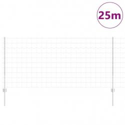 Euro Fence avec 22 poteaux en U Argent 1x25 m Acier