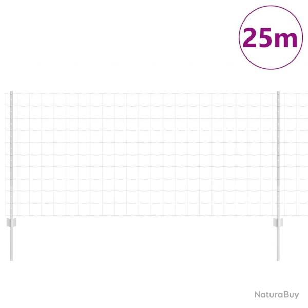Euro Fence avec 22 poteaux en U Argent 1x25 m Acier