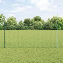 Clôture en fil soudé avec 11 poteaux en U Vert 1,6x25 m Acier