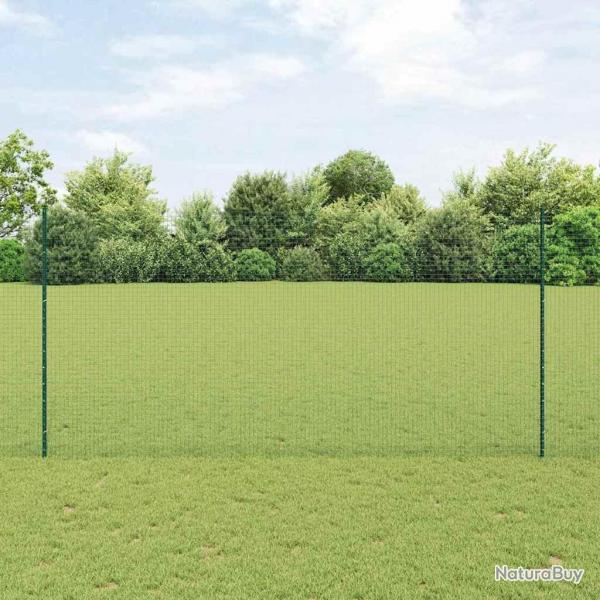 Clture en fil soud avec 11 poteaux en U Vert 1,6x25 m Acier