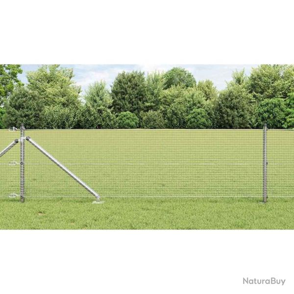 Clture en fil soud avec 13 poteaux pointus 0.4x25 m Acier galvanis