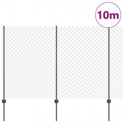 Clôture treillis avec 20 U Posts Gris 1.5x10 m Acier