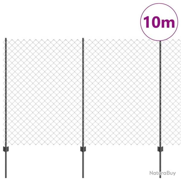 Clture treillis avec 20 U Posts Gris 1.5x10 m Acier