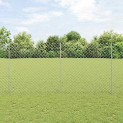 Clôture grillage avec 20 poteaux en U Argent 1,6x10 m Acier
