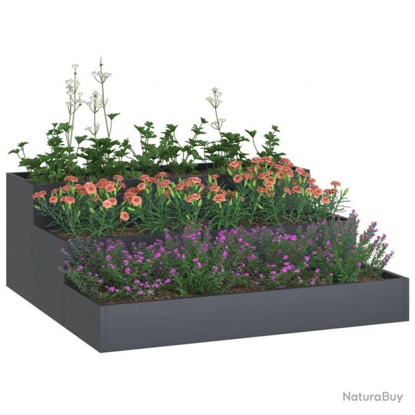 Jardinire de jardin 3 niveaux 90x90x35 cm Anthracite Acier